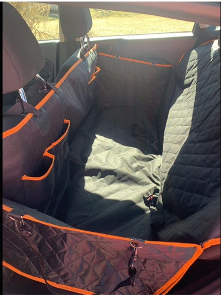 1PC Dog Car Seat Cover Suitable For Rear Seats, Waterproof Seat Protector, Scratch Resistant Pet Car Pad, Black Orange