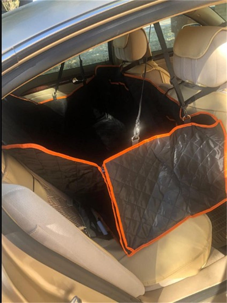 1PC Dog Car Seat Cover Suitable For Rear Seats, Waterproof Seat Protector, Scratch Resistant Pet Car Pad, Black Orange