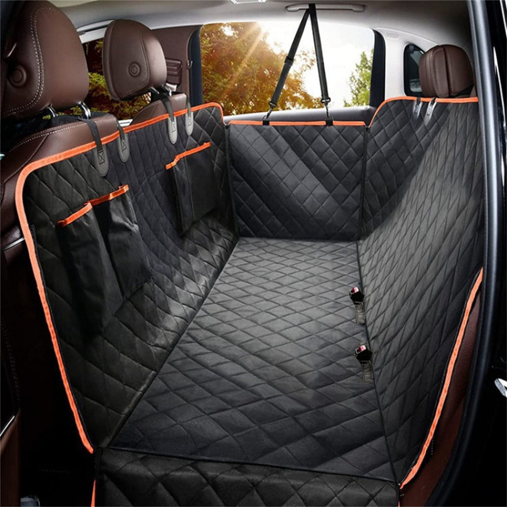 1PC Dog Car Seat Cover Suitable For Rear Seats, Waterproof Seat Protector, Scratch Resistant Pet Car Pad, Black Orange