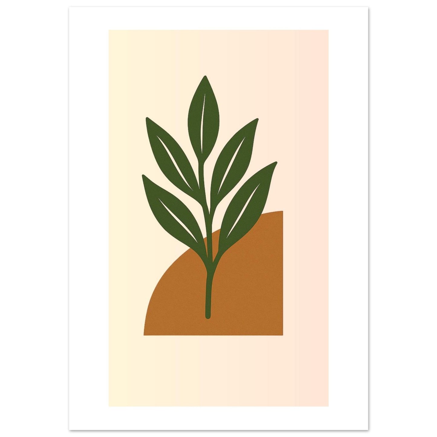 Minimalist Green Leaf & Terracotta Print – Botanical Wall Art