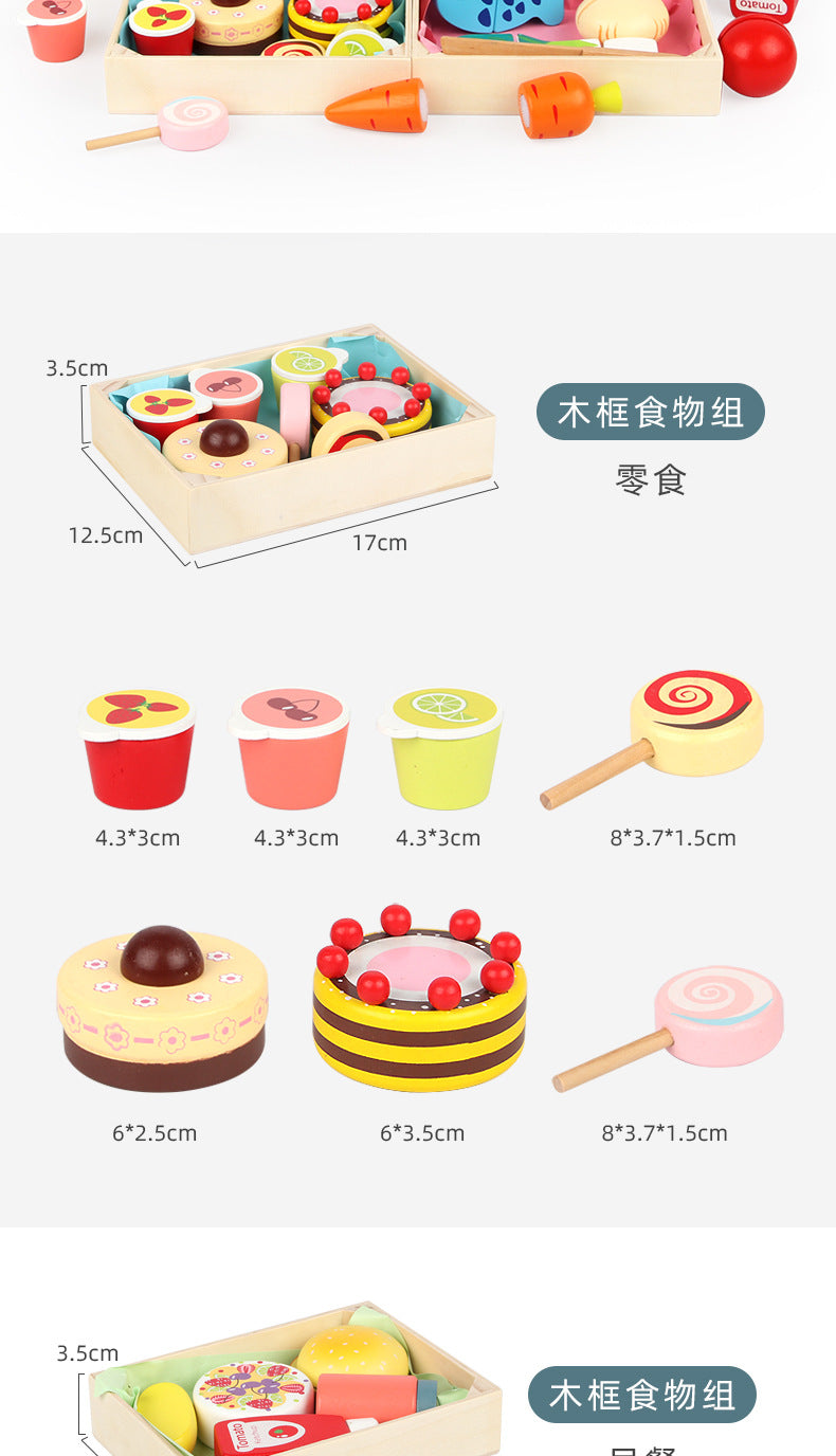 Wooden Simulation Kitchen Toy Montessori Pretend Play House Series Cut Fruit Desserts Children Cut Vegetables Educational Toys