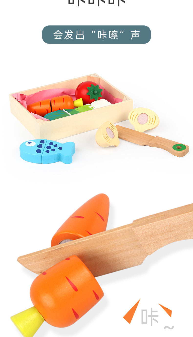 Wooden Simulation Kitchen Toy Montessori Pretend Play House Series Cut Fruit Desserts Children Cut Vegetables Educational Toys
