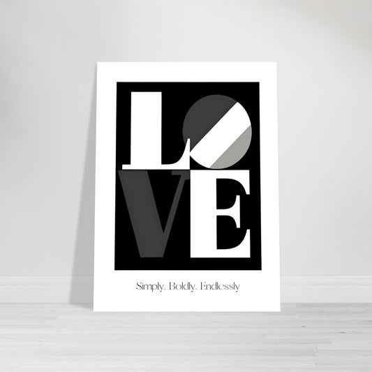 LOVE Poster – Monochrome Typography Wall Art | Bold Minimalist Design