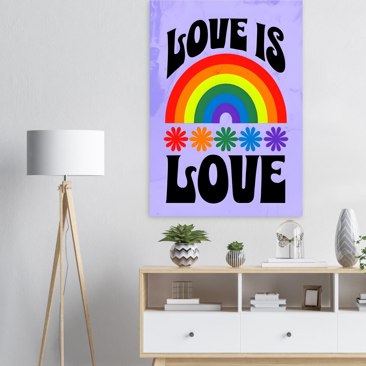 Love Is Love Rainbow Poster - Retro Pride Wall Art - Vibrant Home Decor