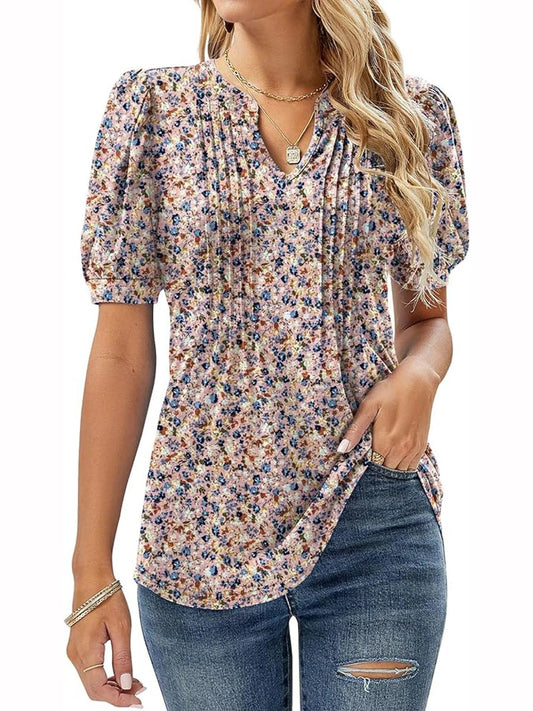 Short Sleeve Tunic Top V Neck Shirt - Fitted Plain Design for Summer Wear Basic Minimalist Style graphic tees