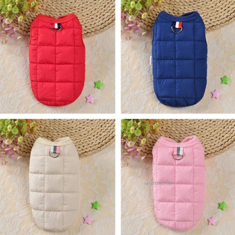 Winter Warm Dog Coat Jacket - Blue Red Pink Beige Coats for Small Pets - Manual Measurement May Have 1-3cm Error - Choose Larger Size if Pet Grows Fast