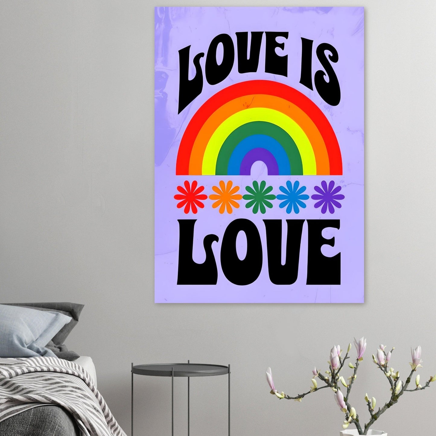 Love Is Love Rainbow Poster - Retro Pride Wall Art - Vibrant Home Decor