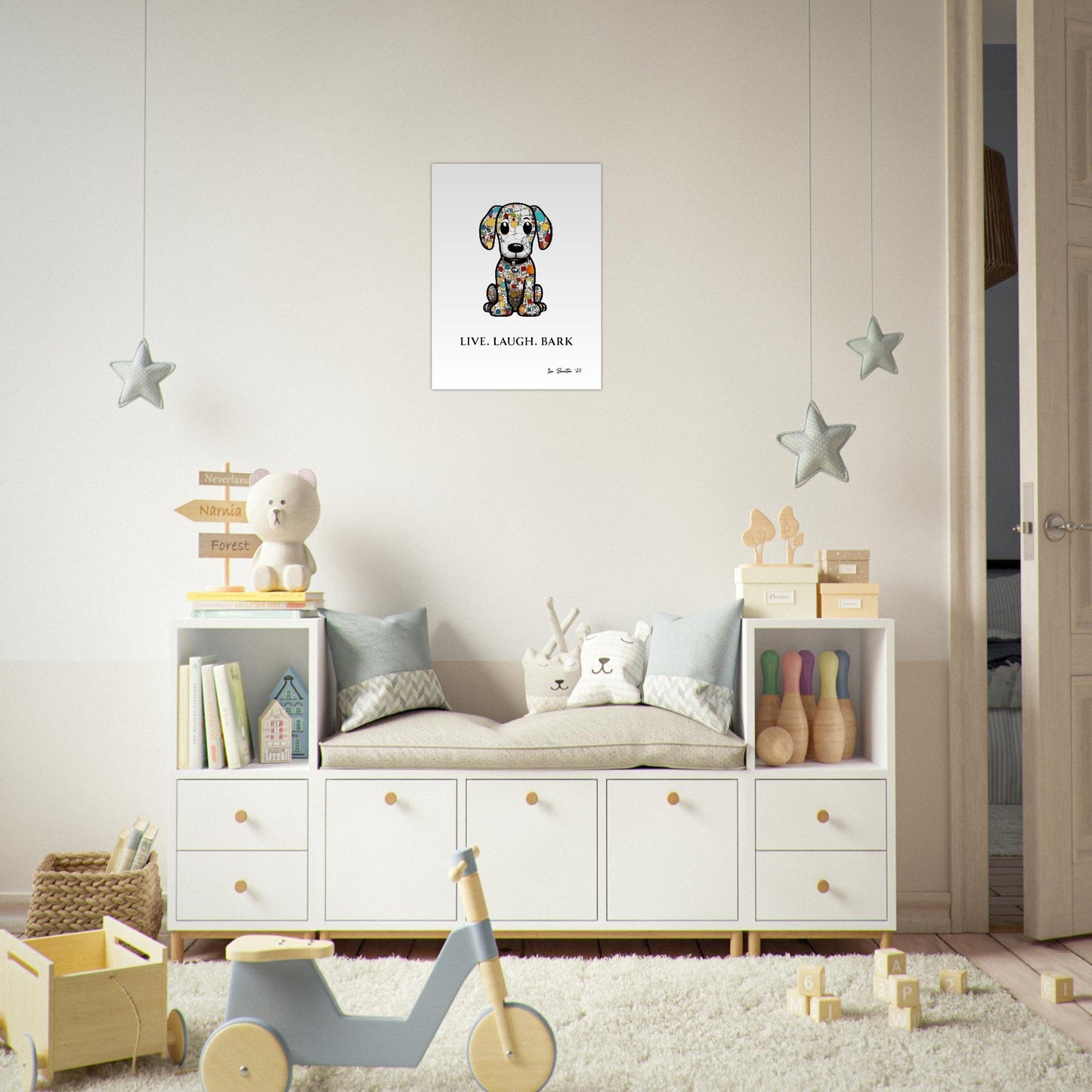 Mosaic Dog Art Print – Colorful Abstract Pet Poster | Stained Glass Inspired