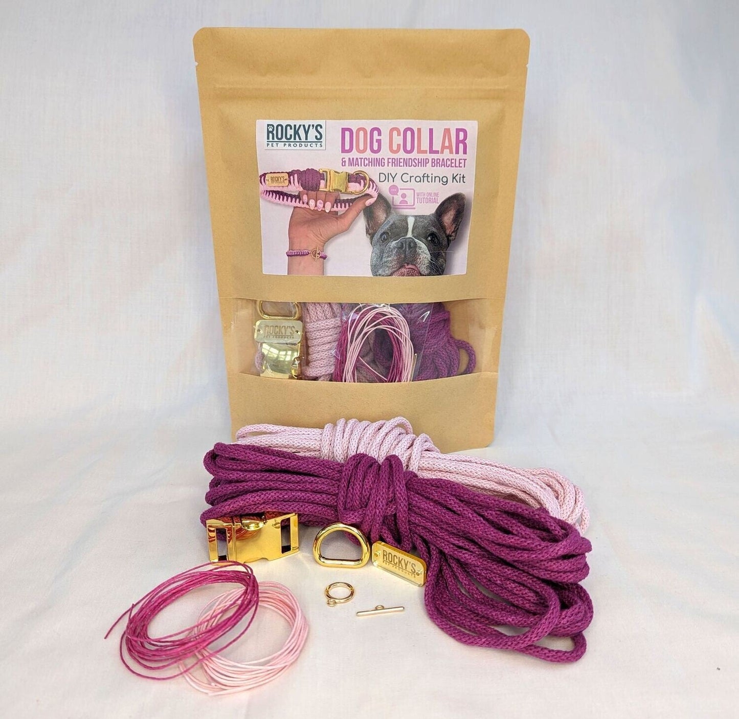 Make Your Own Dog Collar & Friendship Bracelet Craft Kit - PINK