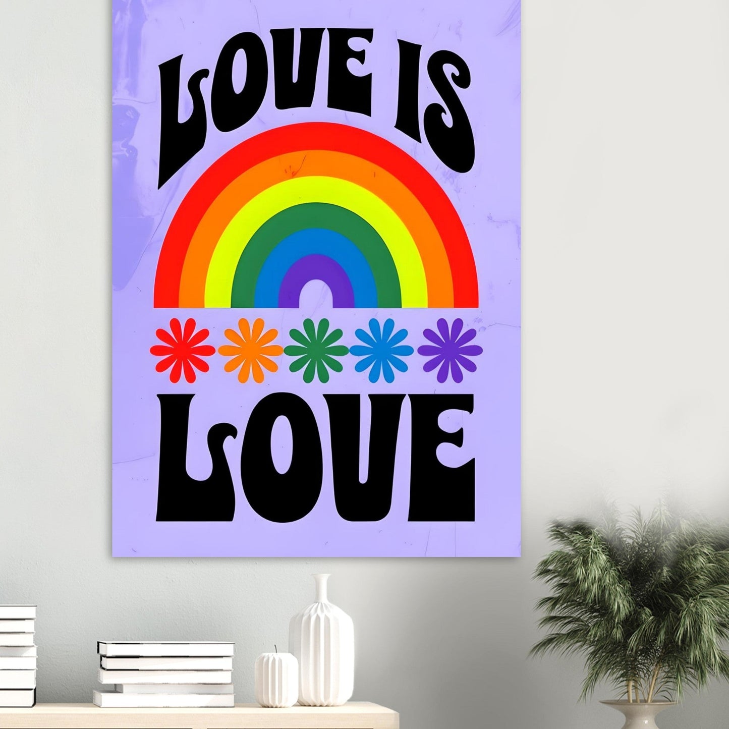 Love Is Love Rainbow Poster - Retro Pride Wall Art - Vibrant Home Decor