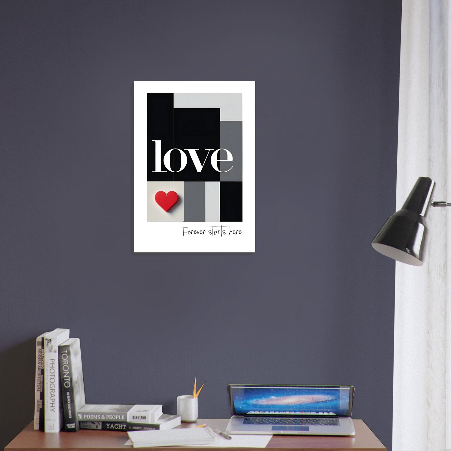 Forever Starts Here Love Poster – Minimalist Romantic Wall Art