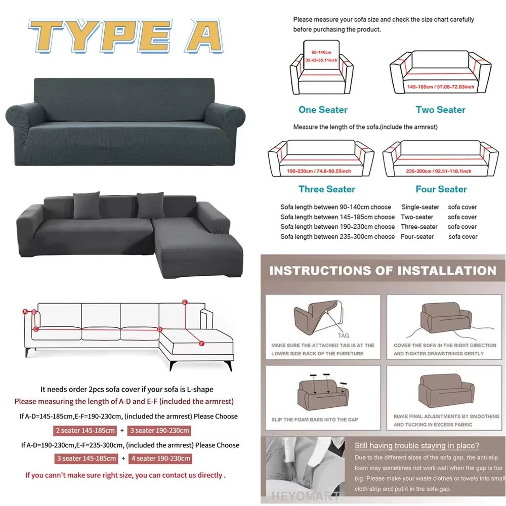 Stretch Jacquard Sofa Covers 1 2 3 4 Seater Couch Cover for Living Room Thick Sofa Slipcovers for Pets Kids Furniture Protector