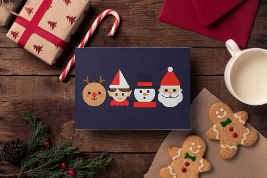 Merry Christmas Greeting Cards – Reindeer, Elf & Snowman Design (10 Pack)
