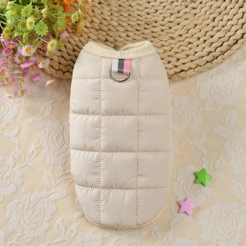 Winter Warm Dog Coat Jacket - Blue Red Pink Beige Coats for Small Pets - Manual Measurement May Have 1-3cm Error - Choose Larger Size if Pet Grows Fast