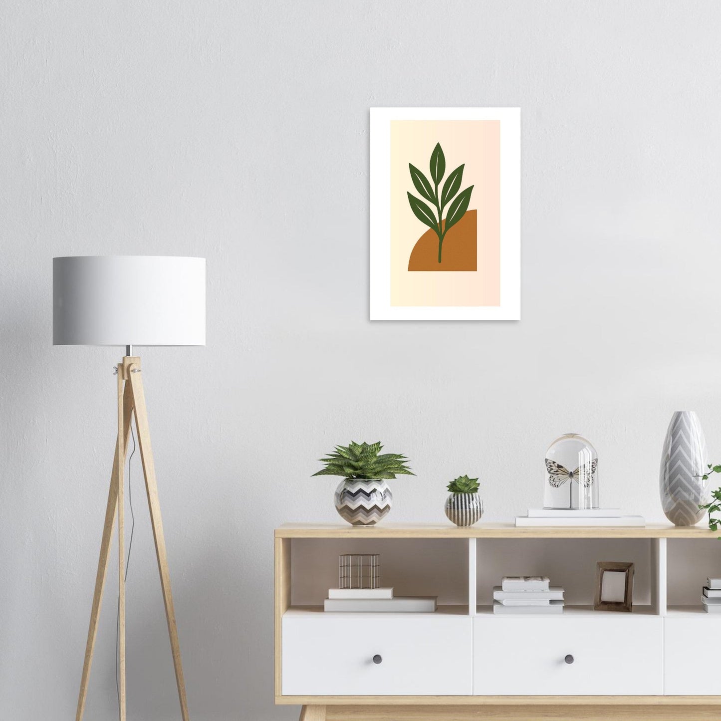 Minimalist Green Leaf & Terracotta Print – Botanical Wall Art