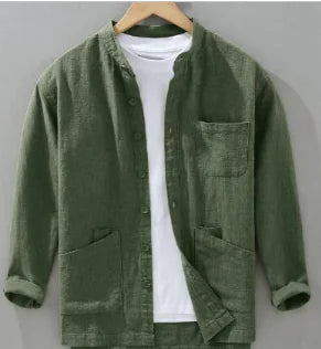 Apollo Pad Long Sleeve Cotton-Linen Shirt for Men