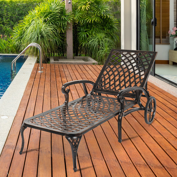 193*64.5*93cm Backrest Adjustable Courtyard Cast Aluminum Lying Bed Bronze