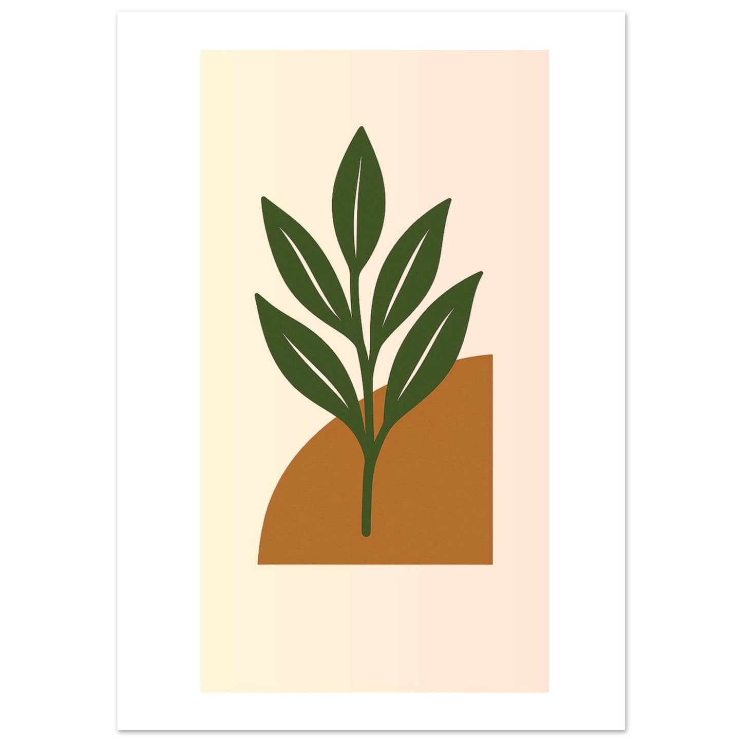 Minimalist Green Leaf & Terracotta Print – Botanical Wall Art
