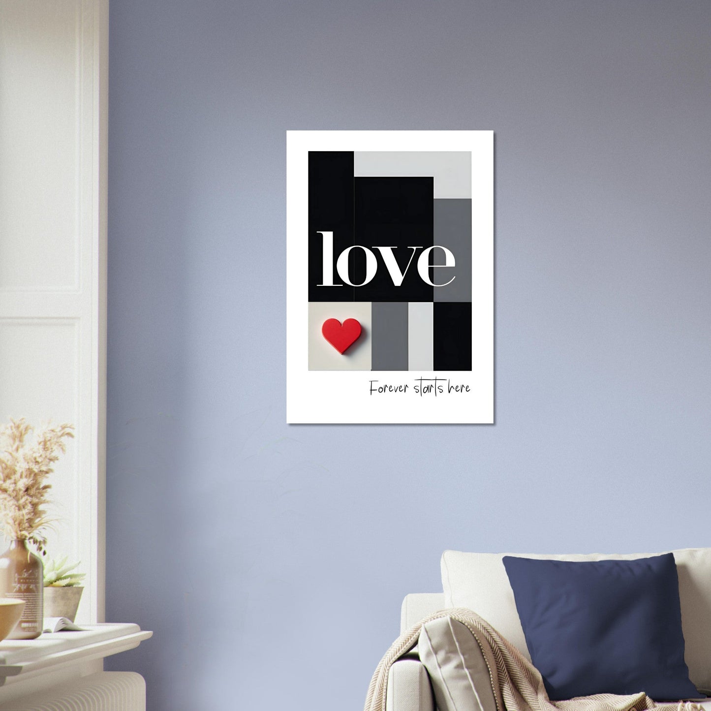 Forever Starts Here Love Poster – Minimalist Romantic Wall Art