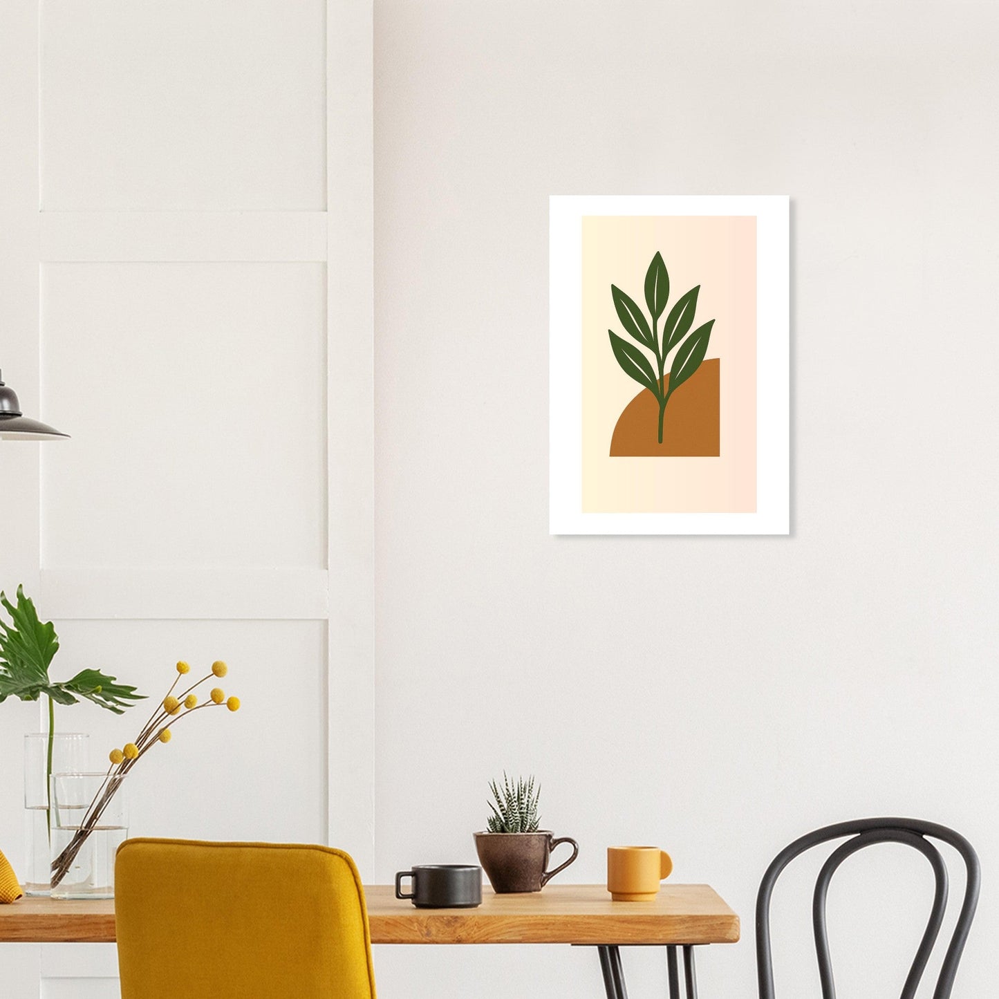 Minimalist Green Leaf & Terracotta Print – Botanical Wall Art