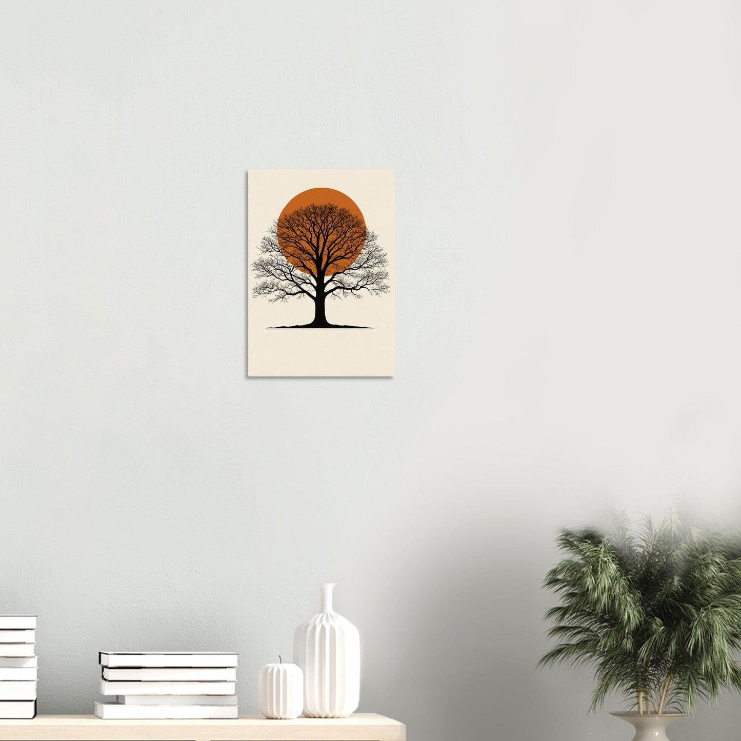 Orange Sun Oak Tree Poster – Minimalist Nature Wall Art