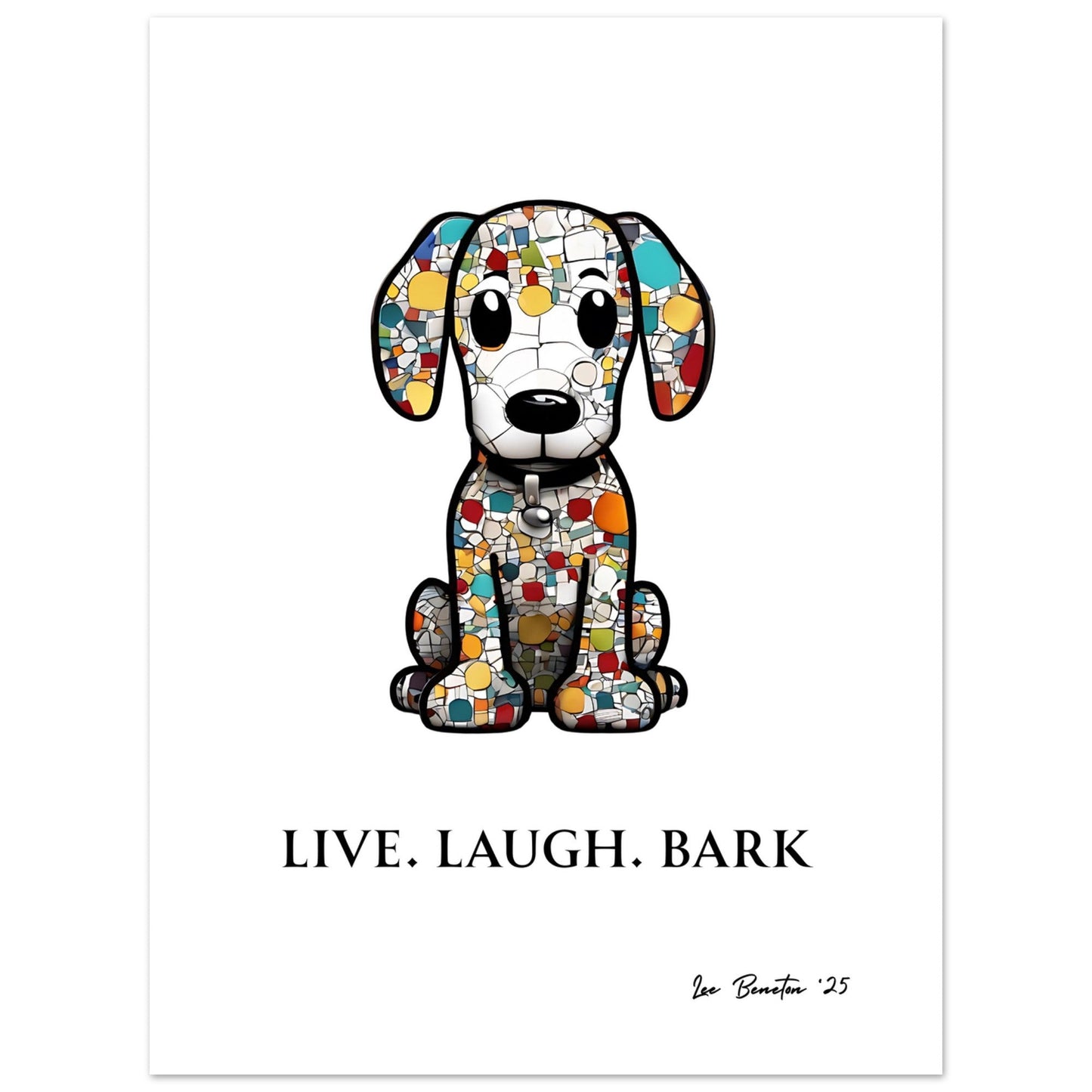 Mosaic Dog Art Print – Colorful Abstract Pet Poster | Stained Glass Inspired