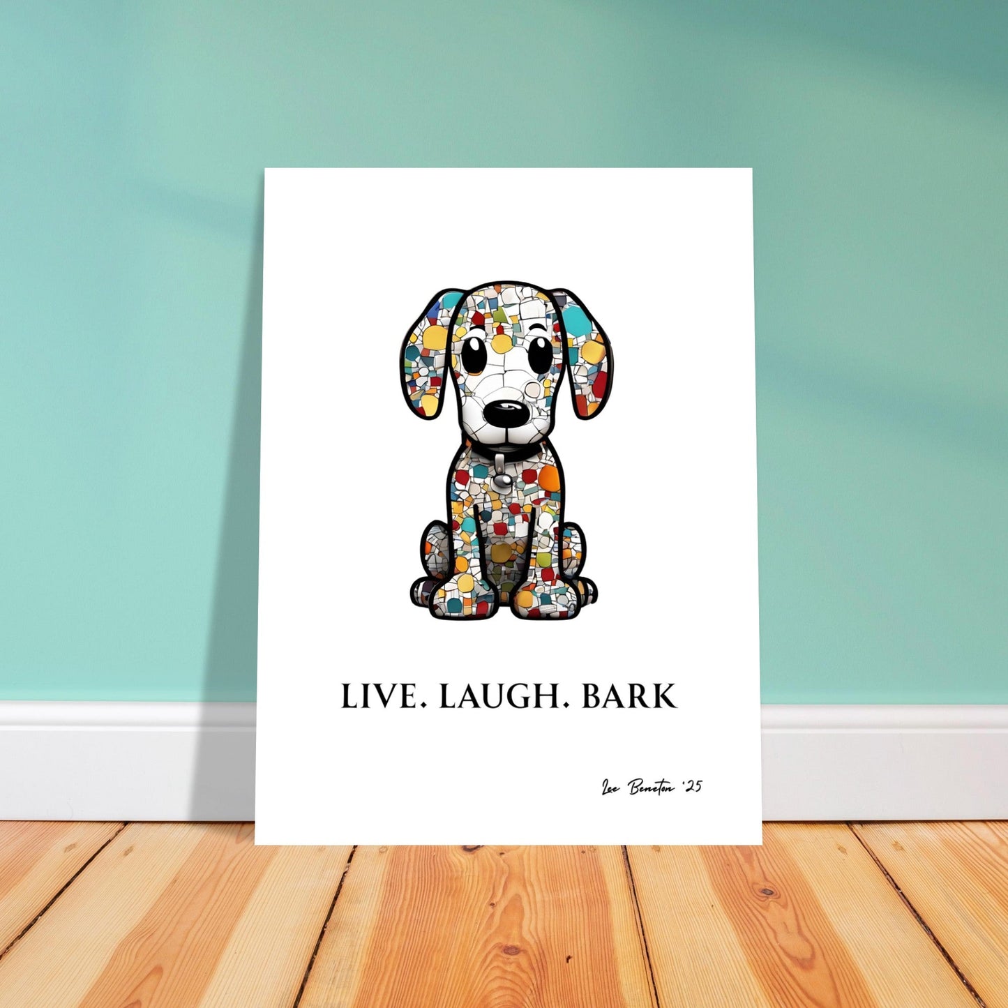 Mosaic Dog Art Print – Colorful Abstract Pet Poster | Stained Glass Inspired