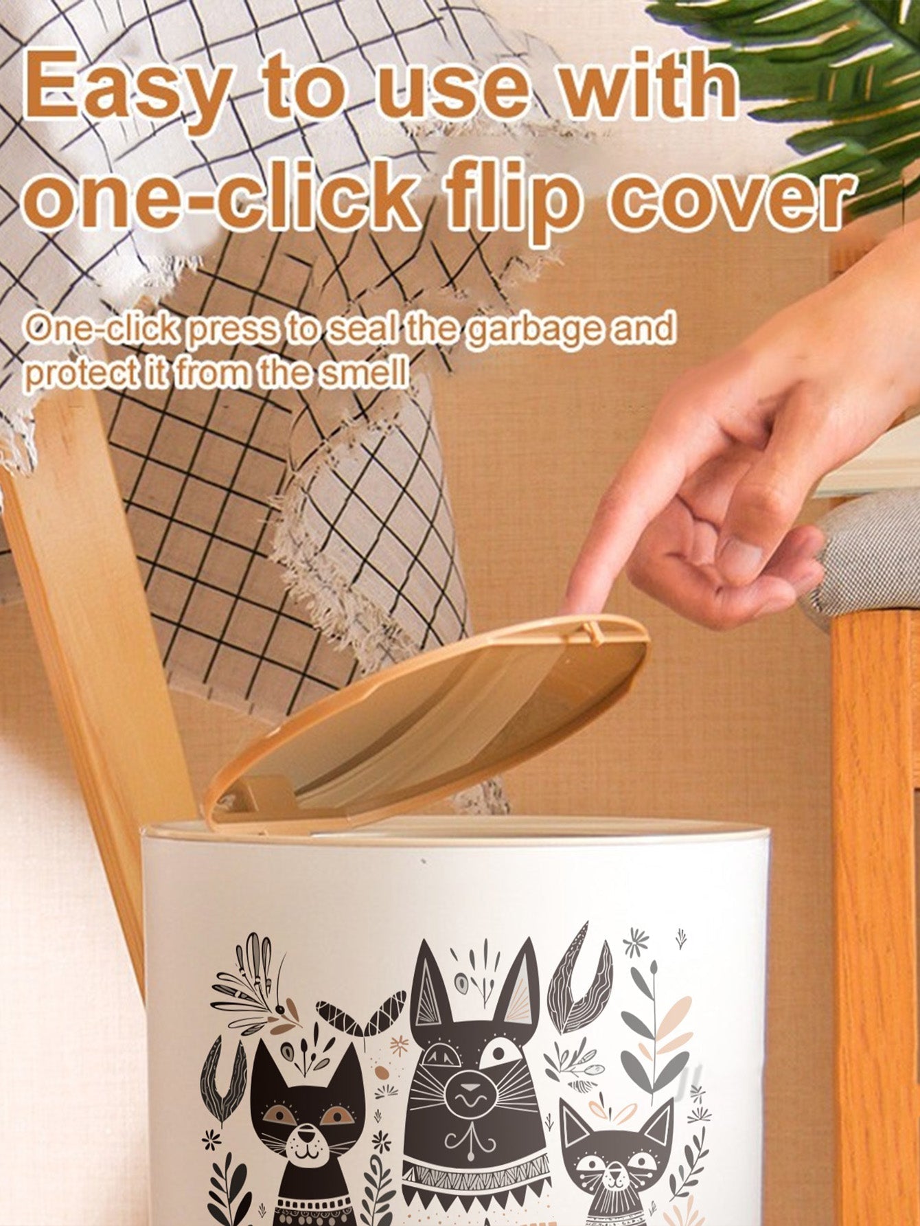 Cat Design round Home Office Rubbish Bin