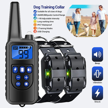 Electric Dog Training Collar Detachable Bark Rechargeable anti Barking Shock Vibration Collar for All Dogs Pet with Clicker