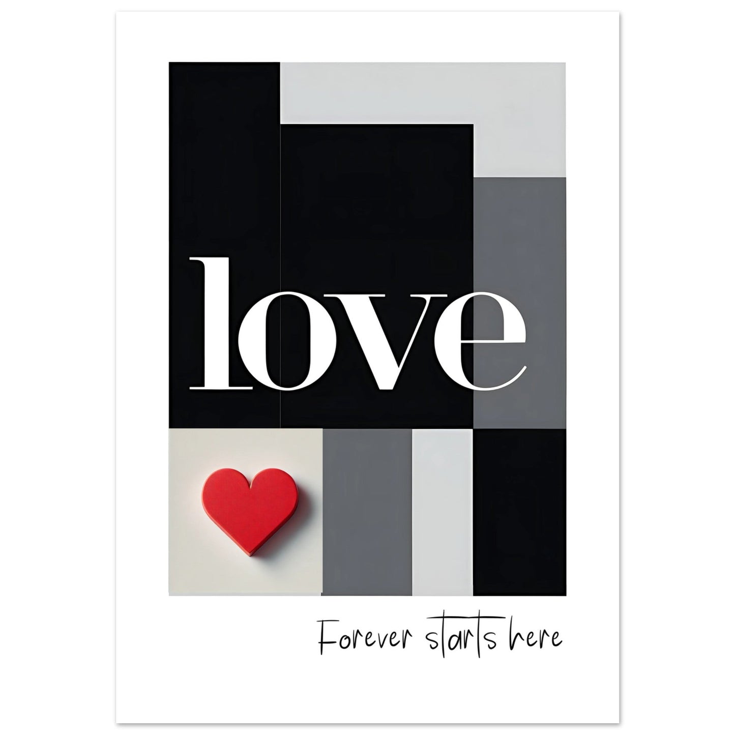 Forever Starts Here Love Poster – Minimalist Romantic Wall Art
