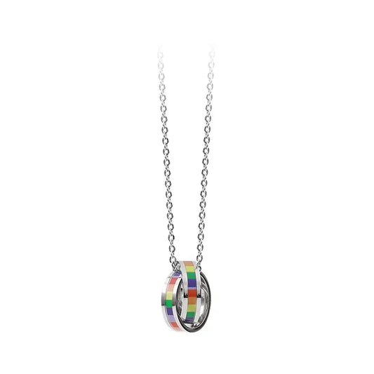 Rainbow Pride Couple Necklace in Titanium Steel
