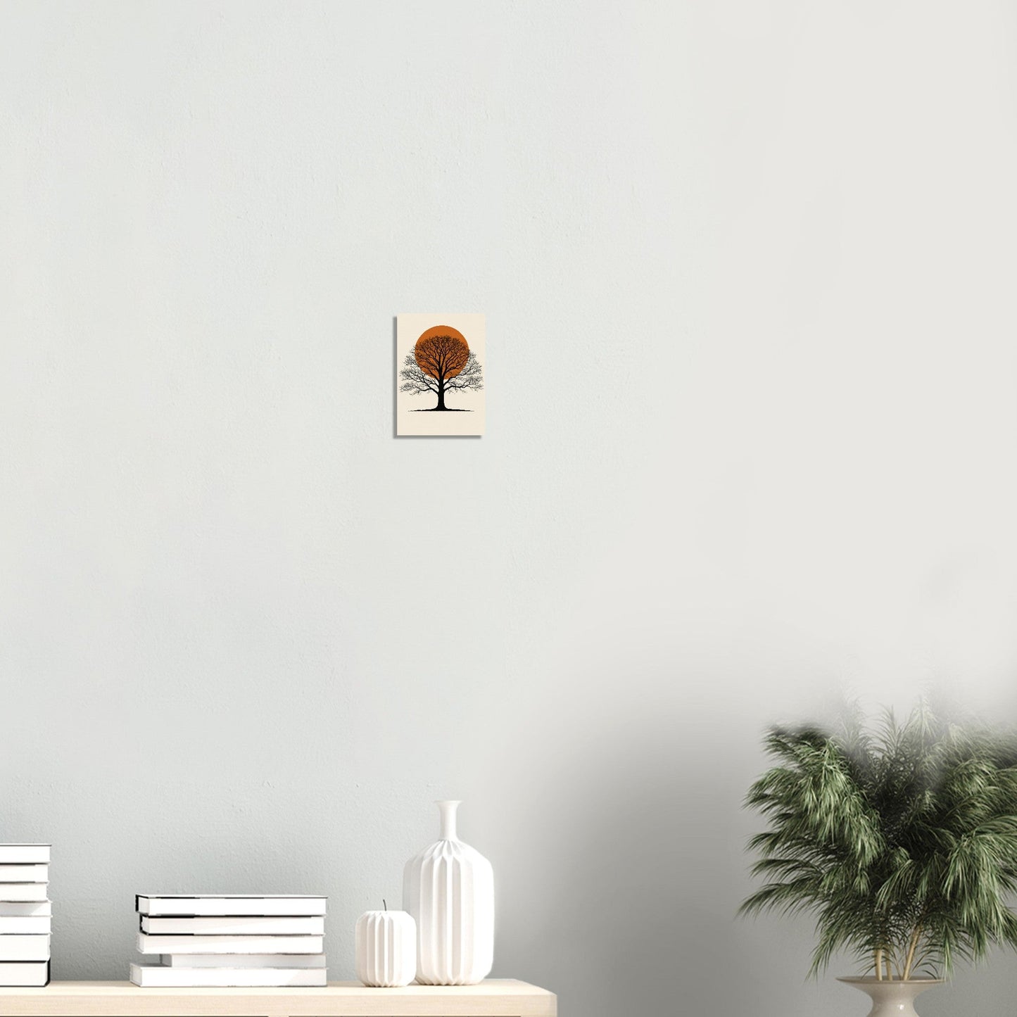 Orange Sun Oak Tree Poster – Minimalist Nature Wall Art