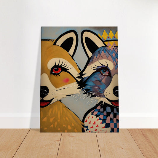 Stylized Raccoons Canvas Print  – Abstract Expressionist Canvas Wall Art