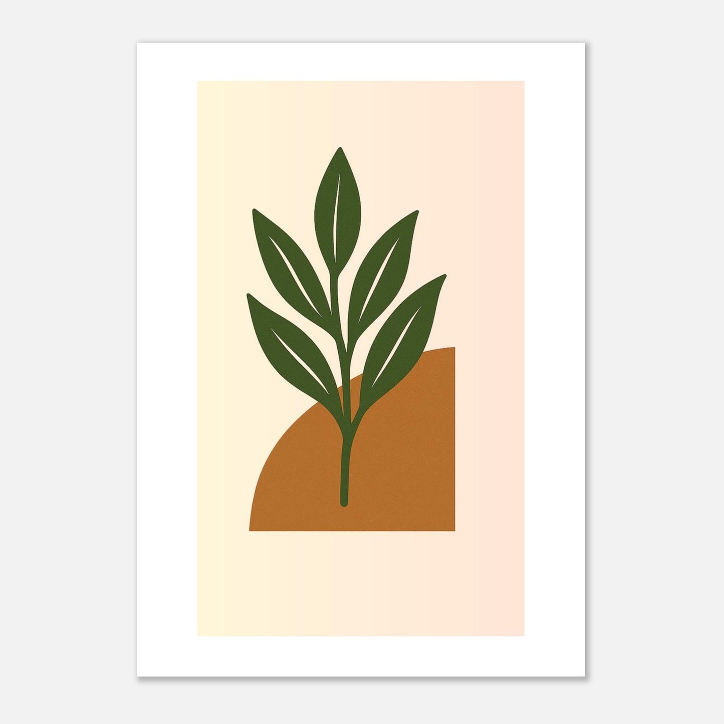 Minimalist Green Leaf & Terracotta Print – Botanical Wall Art