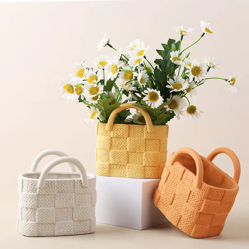 Ceramic Handbag Vase – Modern Morandi Style Tote Flower Pot