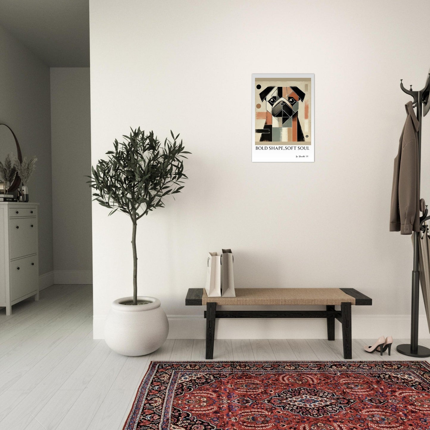 Modern Abstract Pug Poster – Geometric Dog Wall Art | “Bold Shape, Soft Soul”
