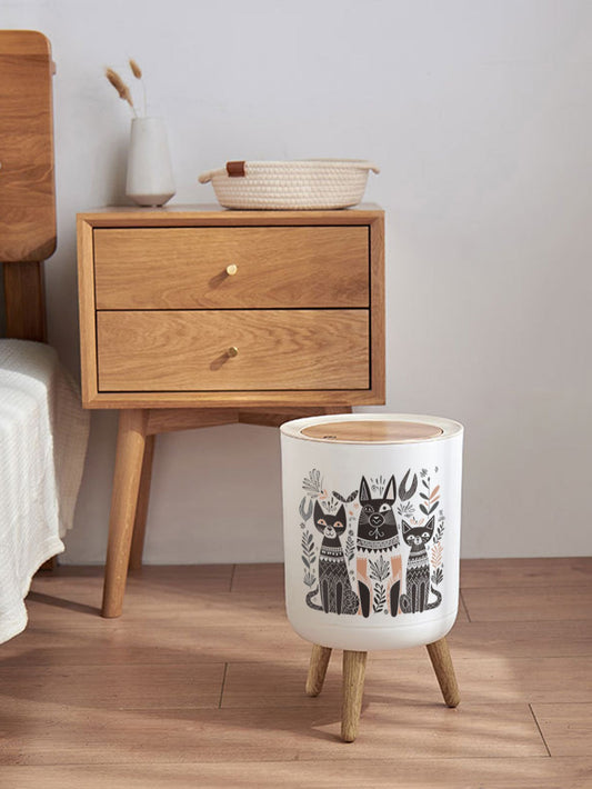 Cat Design round Home Office Rubbish Bin
