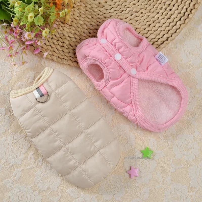 Winter Warm Dog Coat Jacket - Blue Red Pink Beige Coats for Small Pets - Manual Measurement May Have 1-3cm Error - Choose Larger Size if Pet Grows Fast