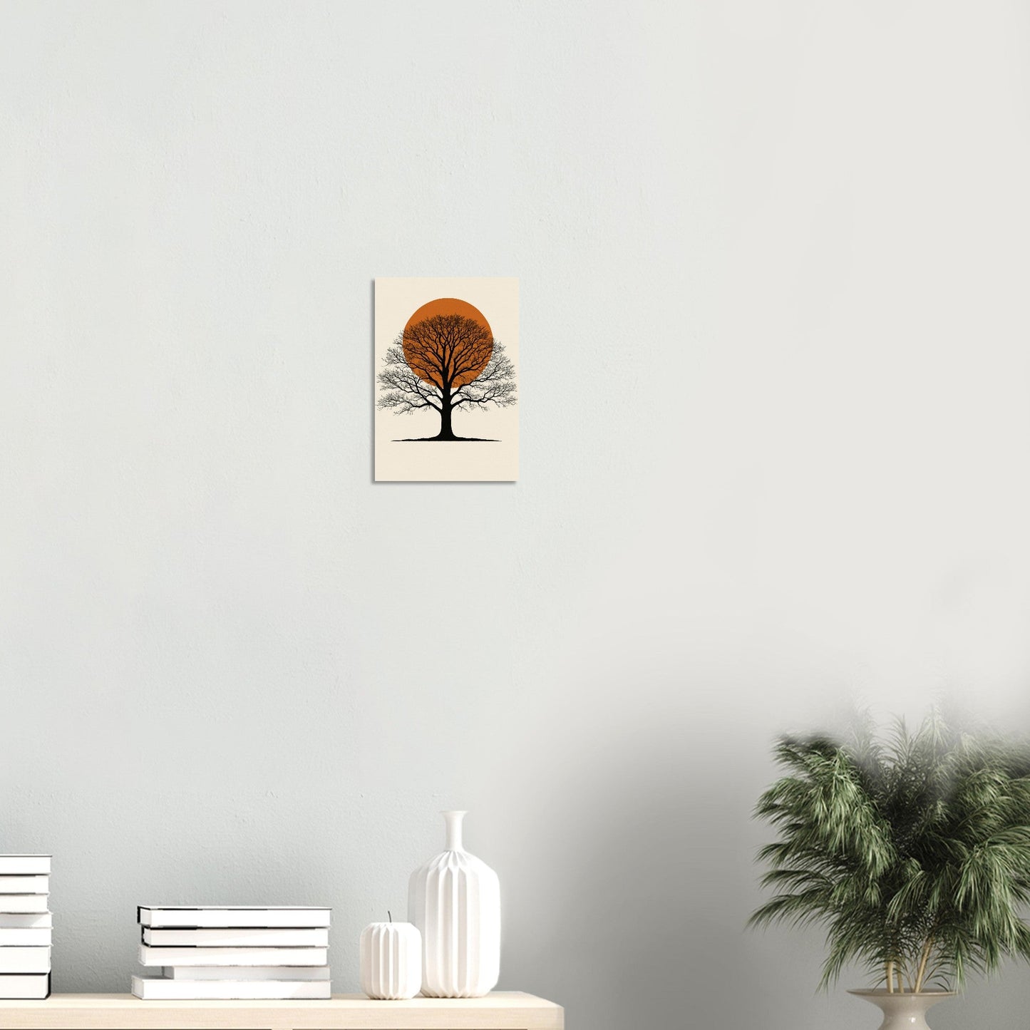 Orange Sun Oak Tree Poster – Minimalist Nature Wall Art