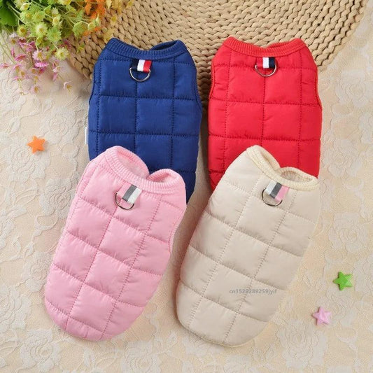 Winter Warm Dog Coat Jacket - Blue Red Pink Beige Coats for Small Pets - Manual Measurement May Have 1-3cm Error - Choose Larger Size if Pet Grows Fast