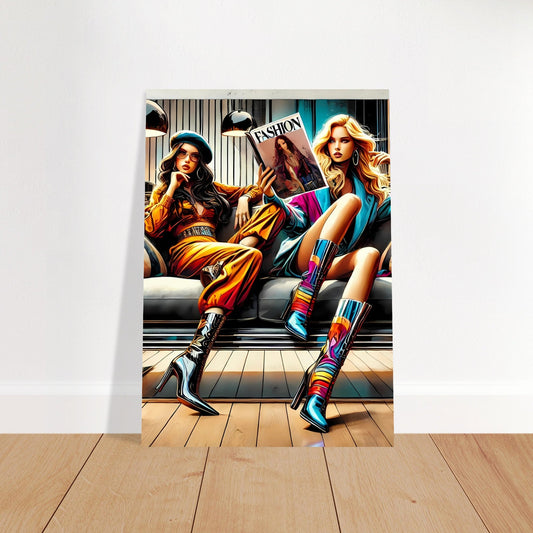 Fashion Lounge Poster – Stylish High Heel & Magazine Scene