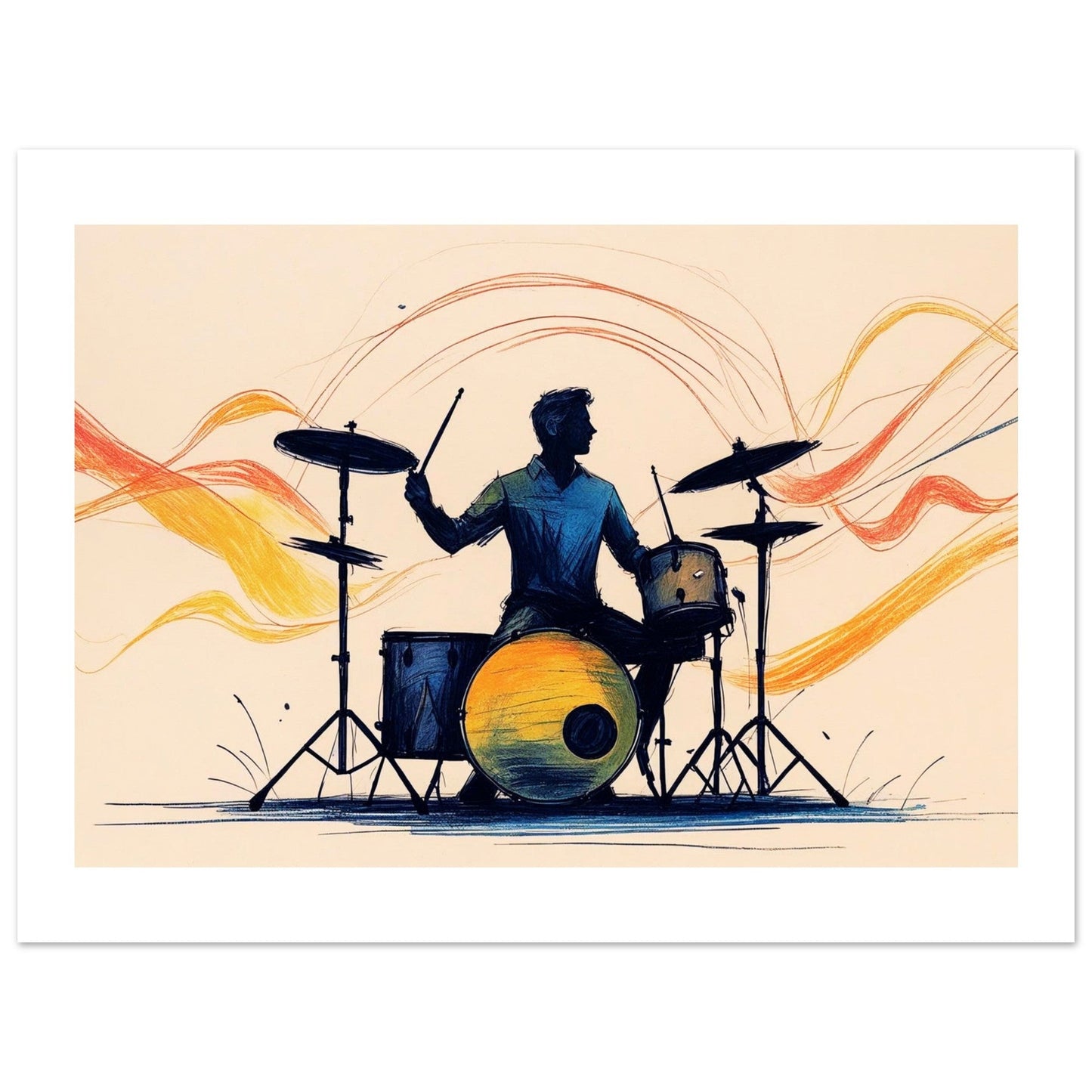 Abstract Drum Player Wall Art - Jazz & Rock Music Poster