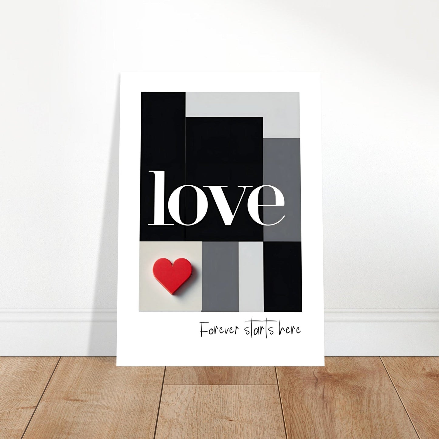 Forever Starts Here Love Poster – Minimalist Romantic Wall Art