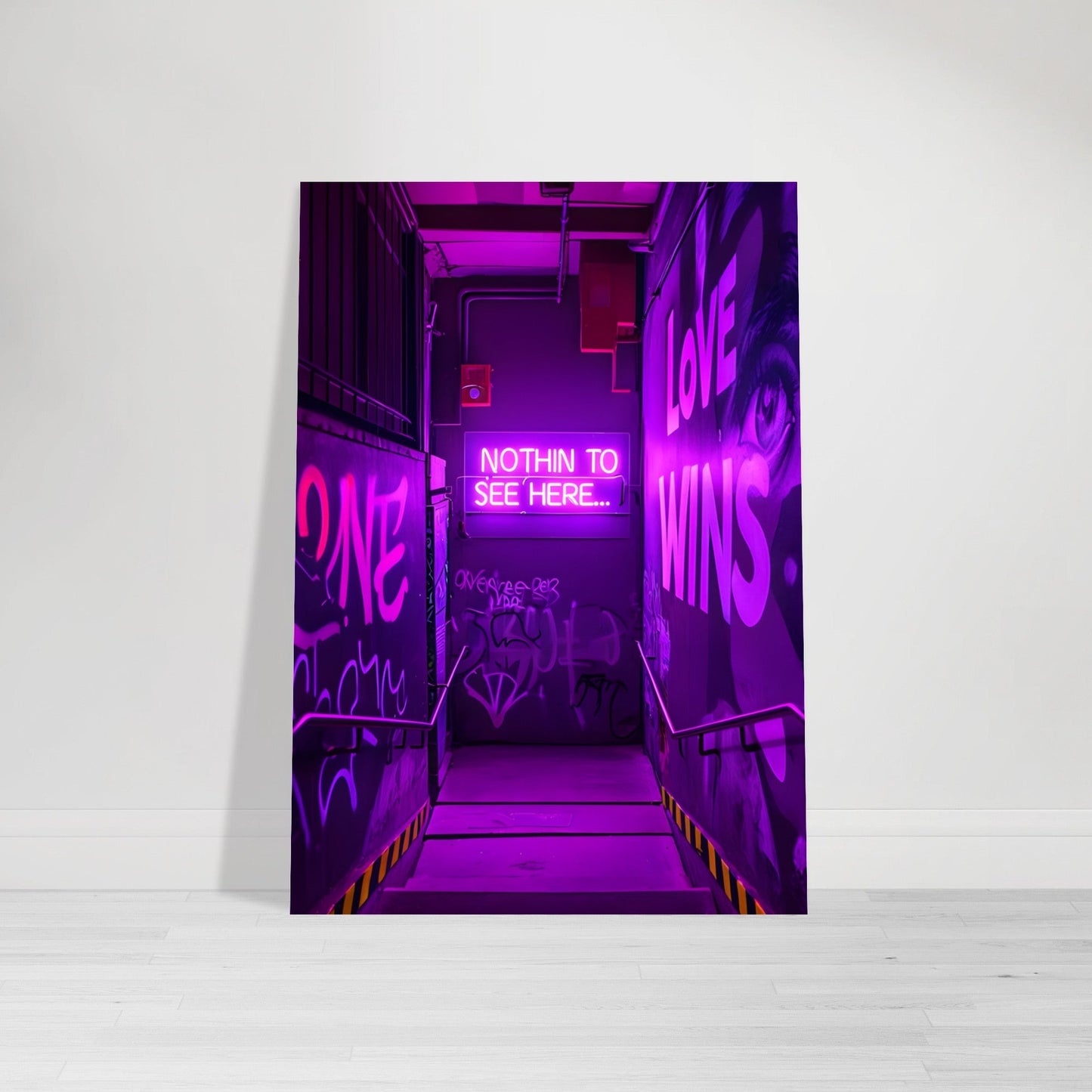 Neon Alleyway Graffiti Art Poster - Bold Urban Wall Art for Modern Spaces