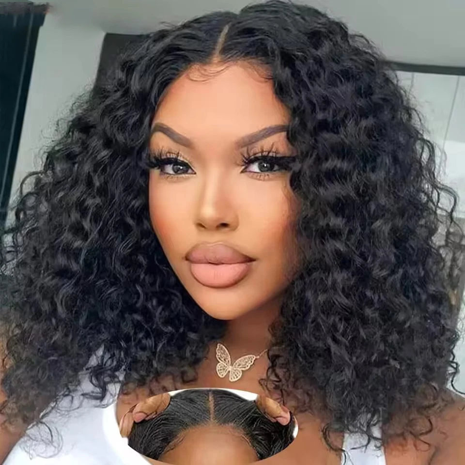 Wear And Go 13x4 Deep Wave Bob Wig For Women Curly Glueless Ready To Go Human Hair Wigs Pre Cut No Lace 200% For Black Woman