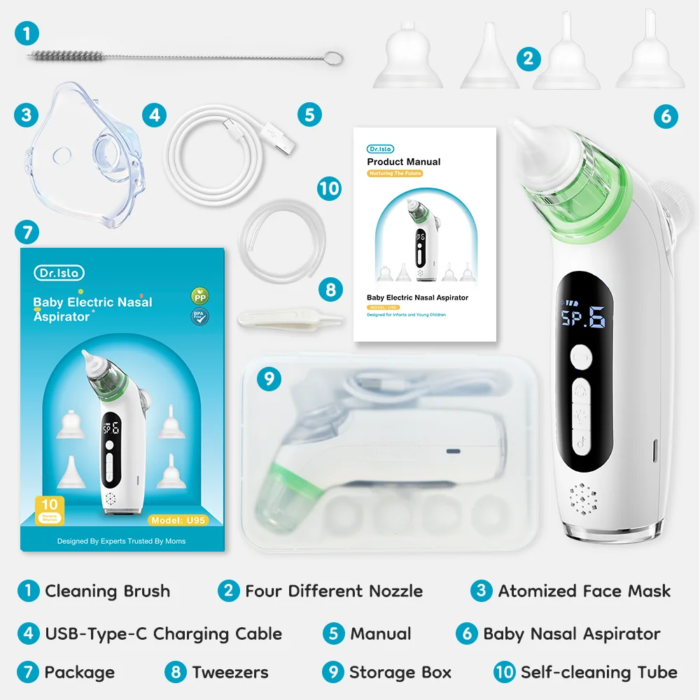 MAMIJOY 2-in-1 Baby Electric Nasal Aspirator＆Nebulizer Function 6 Suction Modes＆ Child's Music Baby Nebulizer＆Nose Cleaner U95