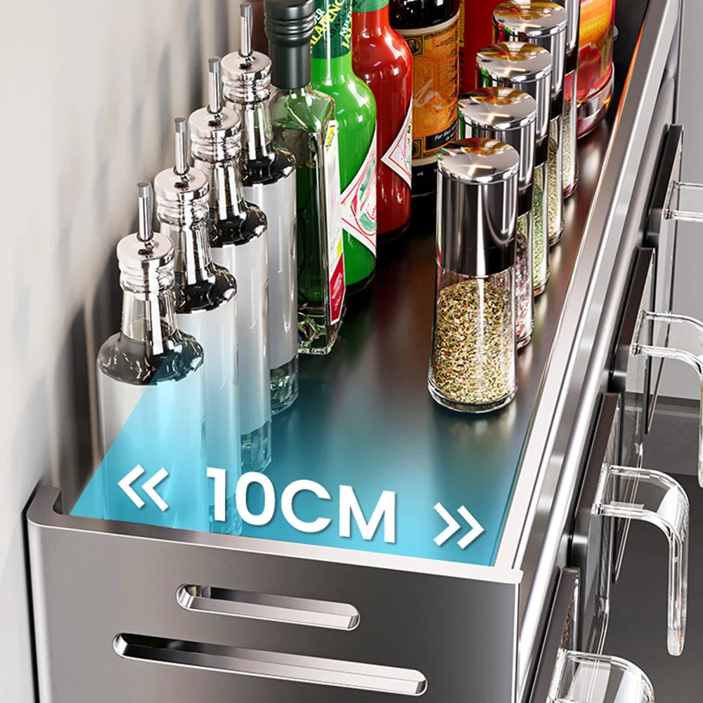 Punch-free Kitchen Sink Storage Rack Wall-mounted Spice Rack Multi-Functional Kitchen Storage Set Basket Removable