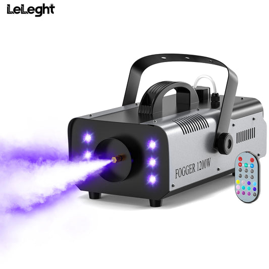Light 1200W Fog Machine with RGB LEDs Lighting for Play Theater Professional Stage Home Entertainment Halloween Party