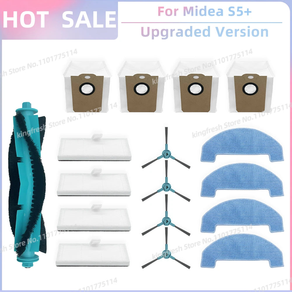 Fit for (Conga 2299 Ultra, Midea S5+, TESLA RoboStar iQ400 Plus) Parts Main Brush Filter Mop Cloth Dust Bag