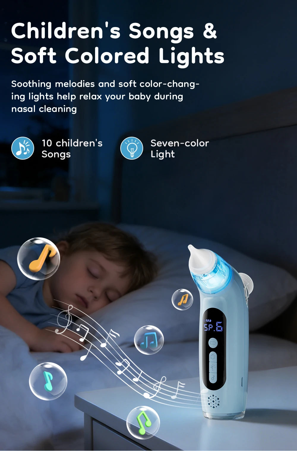 MAMIJOY 2-in-1 Baby Electric Nasal Aspirator＆Nebulizer Function 6 Suction Modes＆ Child's Music Baby Nebulizer＆Nose Cleaner U95